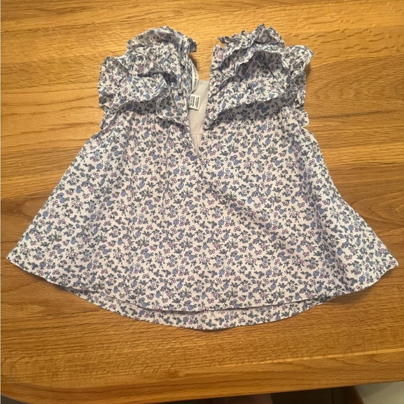 Janie and Jack 18-24 months Floral Ruffle Kids Top girls cotton buttons on back - Picture 2 of 3